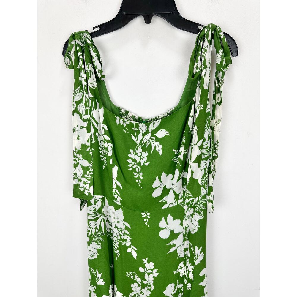 Reformation Twilight Mystique Midi Dress Floral Viscose Green Square Neck US 8 - Picture 6 of 10